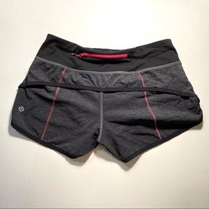 Lululemon Speed Shorts | Heathered Black and Pink